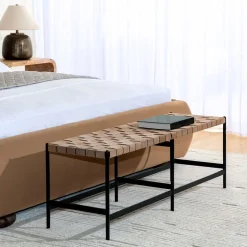 Woven Leather Bench