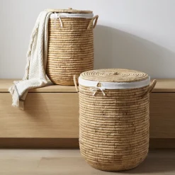 Woven Seagrass Lidded Hampers