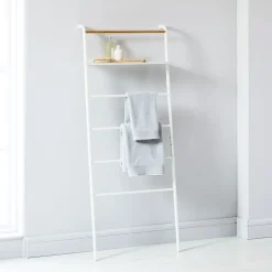 Yamazaki Leaning Clothes + Towel Rack with Shelf