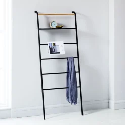 Yamazaki Leaning Clothes + Towel Rack with Shelf