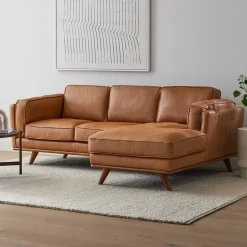 Zander Leather 2-Piece Chaise Sectional (91.5")